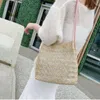 Kvällspåsar 2021 Sommar Casual Woven One Shoulder Straw Bag Ins Korean Fashion Mångsidig Bucket Portable Women's