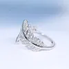 Sterling Silver 925 Ring Fine Diamond Jewelry Feather Silver 925 Jewelry Bizuteria Anillos De Wedding Diamond Ring