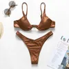 Sexig solid underwire mikro bikini set push up baddräkt kvinnliga glänsande badkläder kvinnor två bit baddräkt kvinnor