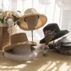 Cappello di paglia vintage stile Hepburn per donna Elegante protezione solare Colches Cappelli per vacanze da spiaggia a tesa larga