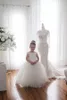 Carino pizzo bianco per bambini piccoli abiti da ragazza di fiore principessa gioiello collo tulle applique gonfio floreale abiti formali festa comunione Pagea228n