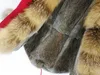 Fashion Womens Real Rabbit Fur Foder Vinter Jacka Coat Natural Fox Fur Collar Hooded Long Parkas Outwear DHL 5-7 dagar