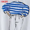Tangada Summer Women Funny Print Oversized T Shirt Kortärmad Tees Ladies Casual Tee Street Wear Top AI13 210609
