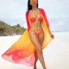 Colorful 3 Piece Bathing Suit Women Designer Swimsuit Cover Up Female Bikini Coverup Swimwear String