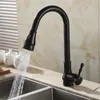 Mutfak muslukları tek kollu güverte monte edilmiş musluk lavaboları için siyah lavabo mikser musluğu çıkarın 7117r