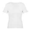 Damska koszulka 2 Sztuk Lato Proste Solidne Kolor V-Neck Wzburzyć Krótki Rękaw Top S Rozmiar, biały czarny