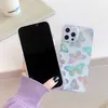 キラキラの輝く蝶の花の女性の乙女様式の花の女性のガーリーかわいい電話ケースiPhone 13 12 11 Pro Max Mini XR XS x 8 7 Plus