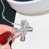 Collana con ciondolo di lusso con zircone pieno a forma di farfalla, con fiocco, a catena corta, in argento sterling S925, gioielli di marca per le donne