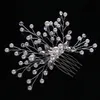 Headpieces Female Wedding Accessories Silver Pearl Crystal Bride Bodband Flower Hair Band Kvinnor Brudhårsmycken