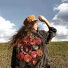 デニムジャケット自由州特大の多い花刺繍長袖カジュアルシックコート女性春秋服211014