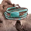 RH Fashion Leather Boho Armbander Green Mixed Natural Stones Charm 5 fili Braccialetti avvolgenti con perline Goccia 210918270i