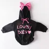 Autumn Winter Infant Baby Girls Rompers Clothes Bodysuit Big Bowknot Long Sleeve hooded Thicken 210429