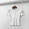 Été Sexy vert blanc haut court femmes poho t-shirts coton dames s vintage t-shirt coréen tee 210521