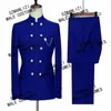 2021 Tailored Feito formal Duplo Homens Breasted Homens Slim Fit Céu Azul Homem Smoking para Noivo Blazer Conjunto Terno Terno Masculino