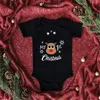 Pajaciki Dermspe Moda Czarny Romper Born Baby Boy Girl Wesołych Świąt Boże Narodzenie Drukowane Maluch Kombinezon Round Neck Bodysuit 3068