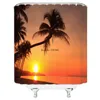Rideaux de douche 1PC crépuscule coucher de soleil plantes tropicales pour salle de bain Polyester Seaworld rideau impression plage