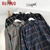 RUIHUO Plaid Casual Shirts Für Männer Kleidung Schwarz Langarm Mode M-5XL Ankunft 220309