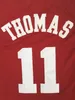 Mens Indiana Hoosiers 대학 농구 유니폼 대학교 # 11 이시야 토마스 셔츠 스티치 저지 S-XXL