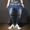 Berühmte Marke Mode Designer Jeans Männer Gerade Dunkelblaue Farbe Herren Jeans Zerrissene Jeans Baumwolle Neue Ankunft 210331