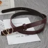 Belts Fashion Double Heart Buckle Belt Gold Metal Pin Thin Leather With Holes For Jeans Dress Black Coffee 105cm