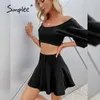 Casual high waist women pleated skirt summer Sexy black female tie short A-line Streetwear fashion mini skirts 210414