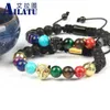 Ailatu Couples Bracelets Léopard avec Perles de Pierre Chakras Naturelles de 8mm Bijoux Panthère Service de Qualité Supérieure