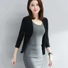 Mulheres Algodão Casaco Cuasual Lady Office Jacket V-Pescoço Três Quarter Manga All Match Women Tops 210927