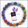 Charm Bracelets Jewelry 7 Chakra Beads Female Yoga Healing Bracelet Natural Lava Rock Stone Elastic Energy Gifts Drop Delivery 2021 Wecki