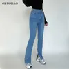 Jeans da donna Pantaloni a vita alta in denim Pantaloni per elasticità alla moda femminile Pantaloni svasati con taglio a gamba larga 210629