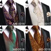 Men's Vests Color Silk And Tie Business Formal Dresses Slim Vest 4PC Hanky Cufflinks For Suit Blue Paisley Waistcoat