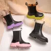 Chaussures imperméables et colorées pour bébés filles, bottes d'automne pour enfants, mode décontractée, équitation à la cheville, semelle épaisse, plateforme, 220222