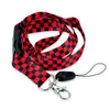 "Rouge/noir damier/plaid" lanière porte-clés collier téléphone portable porte-Badge clés ID cou sangles 12 pcs/lot porte-clés