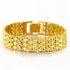 Wide Men's 24k gold plate watch Link Chain bracelets NJGB043 fashion men flowe gift yellow gold plated bracelet