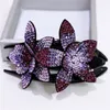 Charm Rhinestone Double Flower Hair Clip Vintage Claws Women Crystal Hair Combs Handmade Ponytail Ornament Hair Accessories