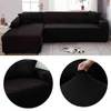 Black Soild Color Elastic Corner Sofa Cover for Living Room 2 3 4 Seater Chaise Longue Sofa Decorative L Shape Protection Cover 211102