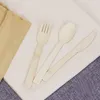 Disposable Dinnerware Bamboo Cutlery Set Include Knife, Fork and Spoon, Biodegradable Tableware