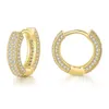 fashion gold plated zircon micro-inset round stud earring hip hop full drill ear buckle
