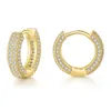 fashion gold plated zircon micro-inset round stud earring hip hop full drill ear buckle