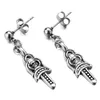 Orecchini pendenti a forma di croce Orecchini punk hip-hop in argento antico con catena per uomo e donna
