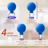 4PCガラスフェイシャルカッピングセットシリコン真空吸引マッサージカッププロフェッショナルなカッピングフェイスボディショルダーマッサージの中国の治療セット