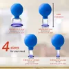 4pc glas ansiktskoppning set silikon vakuum sugmassage koppar professionella koppningar kinesiska terapi uppsättningar för ansikts kropp axel massager