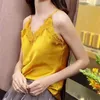 100% Silk Brand Fashion Women High Luxury Summer Elegant Slim Lace Stitch Silk Camis Tanktop 210401