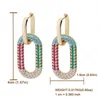 Mode geometrische dubbele ringslot oorbellen voor vrouwen koperen diamant drop earring hiphop sieraden cadeau