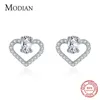 Pendientes de plata de ley 925 con forma de corazón elegante para mujer, joyería de compromiso de boda hipoalergénica 210707