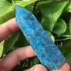 6-7cm Rare Natural Blue Apatite Crystal Point Wand Tower Gift Reiki Healing Home Decora