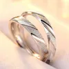 Fashion Couple wedding Pure 100% 925 Sterling Silver Jewelry Simple Style Threaded Frosted Lovers Rings For Women / Men