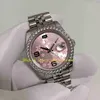 Avec boîte d'origine montre de taille moyenne femmes hommes 36 mm en acier inoxydable diamant lunette cadran rose 116244 Jubilee Bracelet automatique Mechanic3045