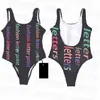 Colorful Letter Swimwear One Piece Stylish Swimsuits Vintage Design Bathing Suits Lady Summer Swimsuit