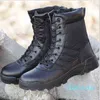 Boots Fashion Men Winter Outdoor Leather Military Breathable Army Combat Desert Hiking Shoes