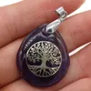 Chakra Reiki Healing semi-precious stone pendant Waterdrop Tree of life Pattern Charms Amulet Crystal Meditation for Men Women Jewelry Making